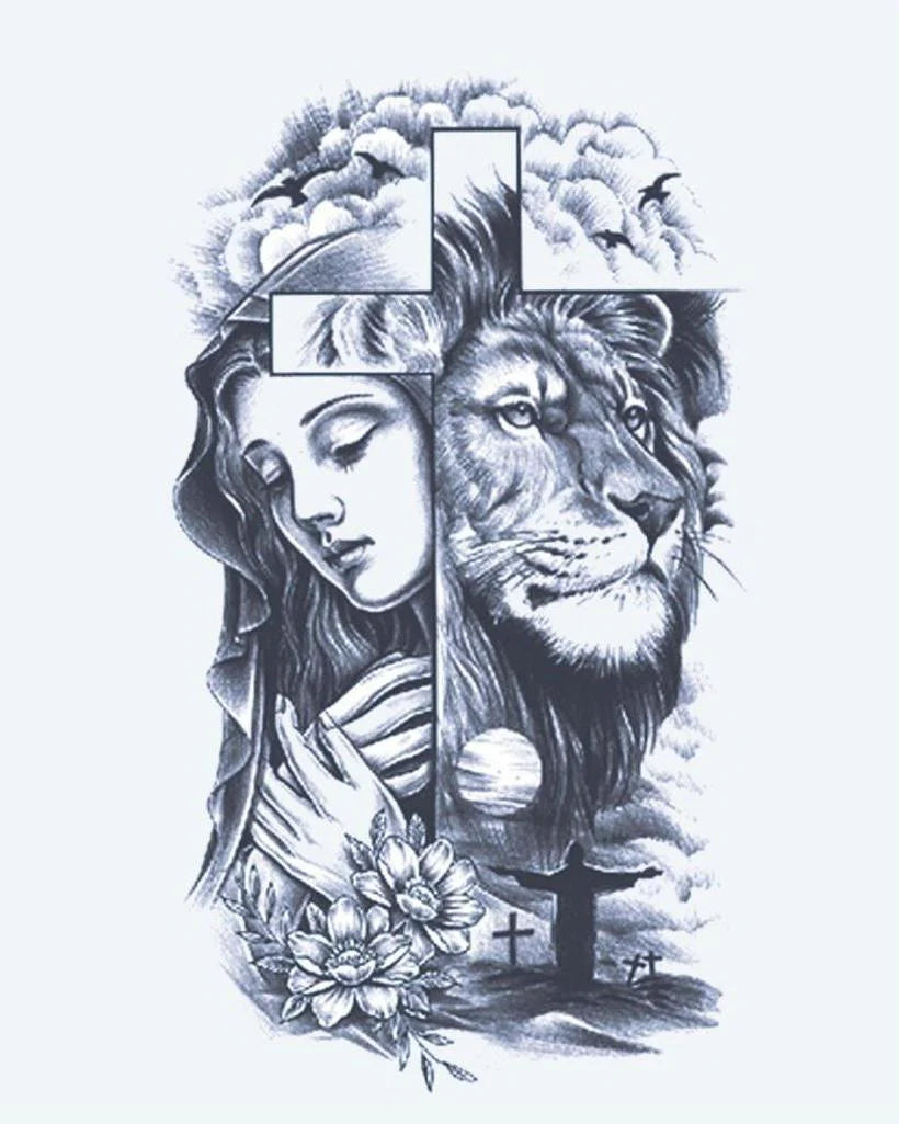 Suemos- Mujer Rezando, León y Cruz